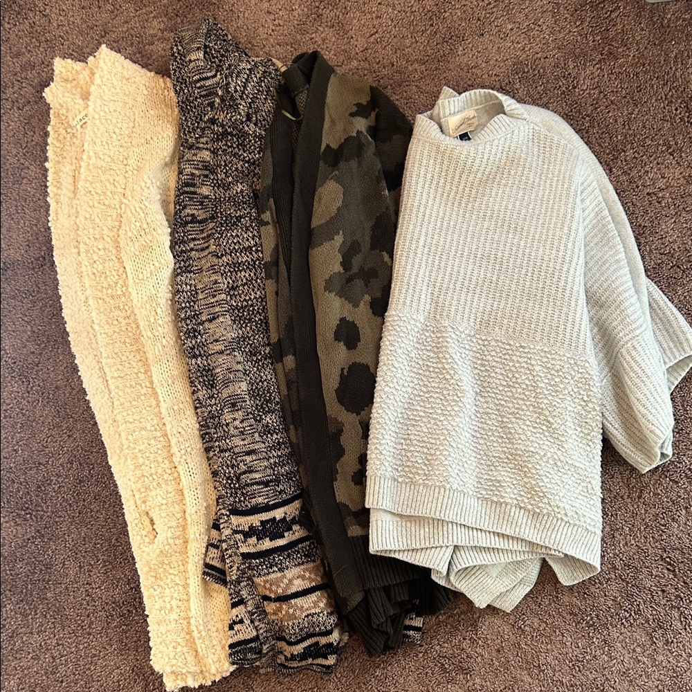 Size medium cardigan sweater and poncho sweater bundle!